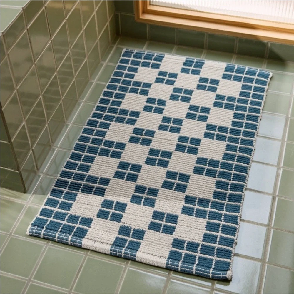 PARACHUTE NWT cotton tile bath runner -cove -31x19